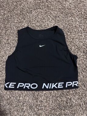 Nike Black and White Dri-FIT Cropped Athletic Tank
